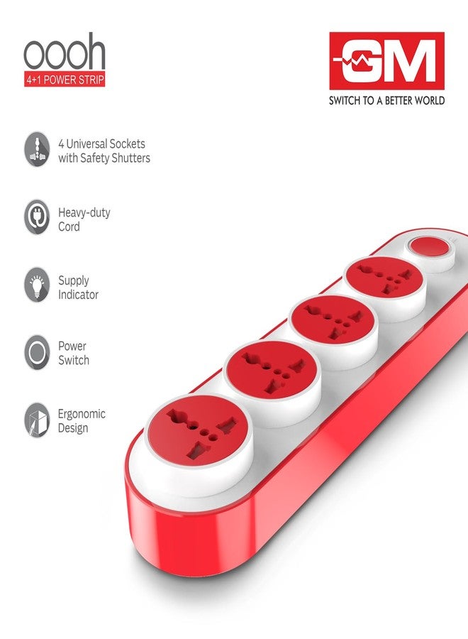 GM 10 Amp Extension Board with 2 Metre Heavy Duty Copper Extension Cord - 4 International Sockets, Master Switch, LED Indicator with Safety Shutter | GM 3257 - Image 4